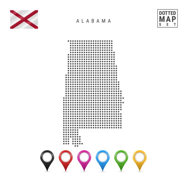Patrón Puntos Mapa Vectorial Alabama Silueta Simple Estilizada Alabama Bandera — Vector de stock