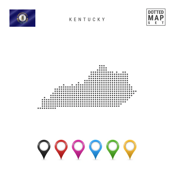Patrón Puntos Mapa Vectorial Kentucky Silueta Simple Estilizada Kentucky Bandera — Vector de stock