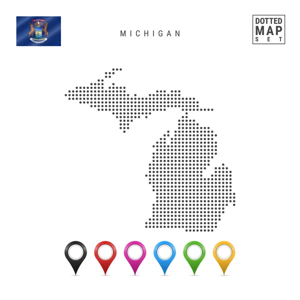 Mapa Vectorial Del Patrón Puntos Michigan Silueta Simple Estilizada Michigan — Vector de stock
