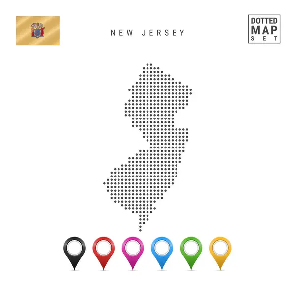 Nokta Desen Vektör New Jersey Haritası New Jersey Stilize Basit — Stok Vektör