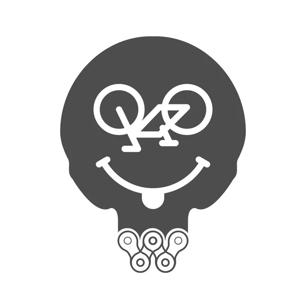 Cycling Smile Positive Smiley Smiling Face Skull Vector Icon Beard — Stock Vector