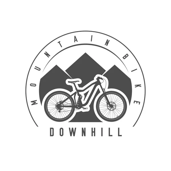 Mountainbike Downhill Emblem Eller Badge Monokrom Vektorillustration Downhill Cykel Detaljerad — Stock vektor