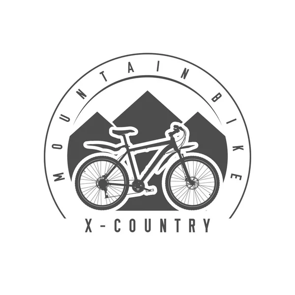 Mountainbike Cross Country Emblem Eller Badge Monokrom Vektorillustration Cross Country — Stock vektor