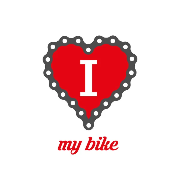 Encanta Póster Bicicleta Impresión Diseño Camisetas Ilustración Vectores Planos Corazón — Archivo Imágenes Vectoriales