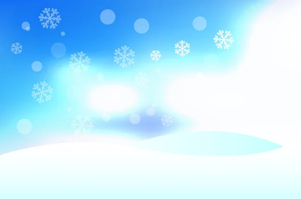 Vector fundo de inverno com Snowdrifts, céu azul e flocos de neve. Feliz Natal e Feliz Ano Novo Elementos de Design —  Vetores de Stock