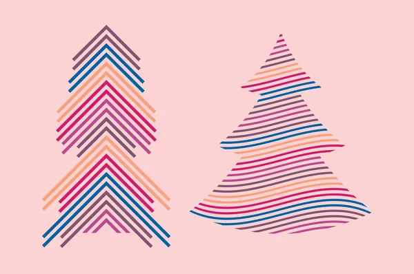 Vektorgeometrische Weihnachtsbäume. Frohe Weihnachten und ein gutes neues Jahr Designelemente — Stockvektor