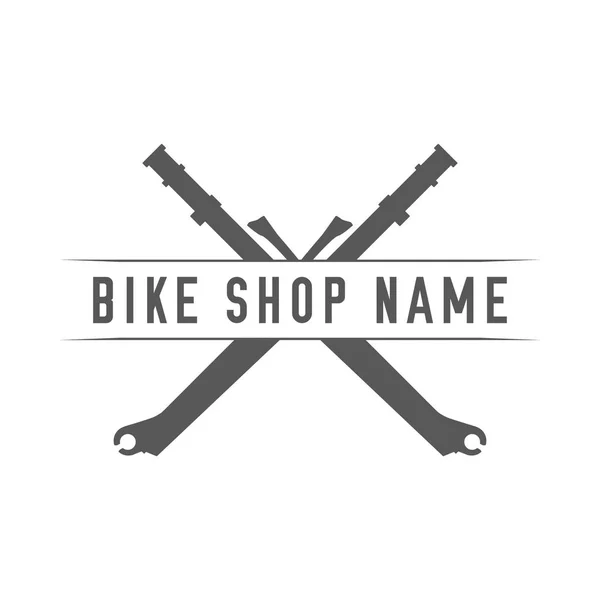 Emblema de la tienda de bicicletas. Elemento de diseño para tienda de bicicletas o pancarta publicitaria — Archivo Imágenes Vectoriales