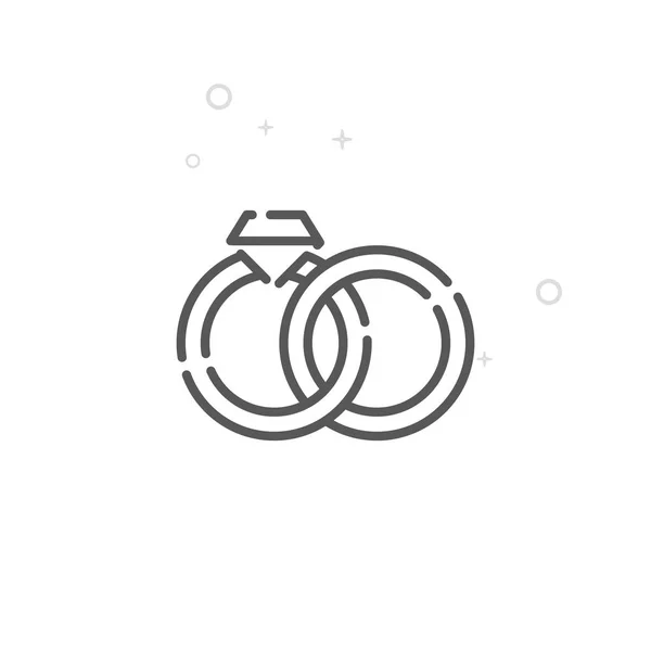 婚約指輪のベクター線のアイコン 結婚式のシンボル 絵文字 光の抽象的な幾何学的な背景 編集可能なストローク 線の太さを調整します ピクセル完璧なデザイン — ストックベクタ