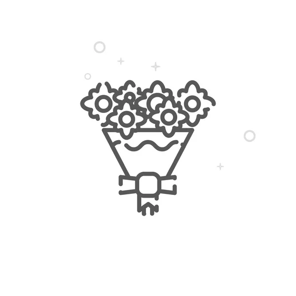 The Brides Bouquet Vector Line Icon, Symbol, Pictogram, Sign. Latar Belakang Geometrik Abstrak Ringan. Sapuan Dapat diedit - Stok Vektor