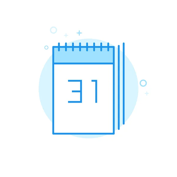 Capodanno Calendario piatto icona vettoriale, simbolo, pittogramma, segno. Design monocromatico azzurro. Colpo modificabile — Vettoriale Stock