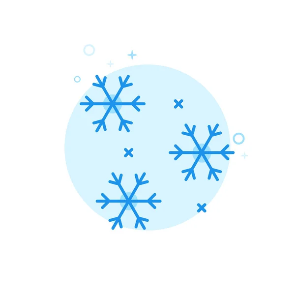 Falling Snow, Snowflakes Flat Vector Icon, Symbol, Pictogram, Sign. Light Blue Monochrome Design. Editable Stroke — Stock Vector