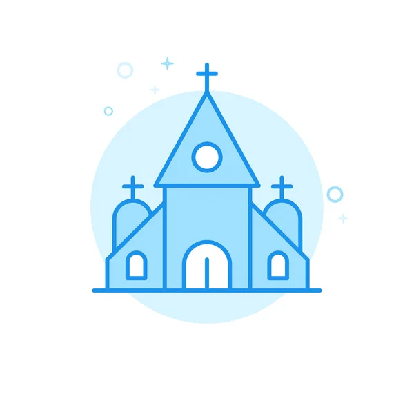 Церковь, Капелла плоская векторная икона, Символ, Пиктограмма, Знак. Синий монохромный дизайн. Стол для голосования — стоковый вектор