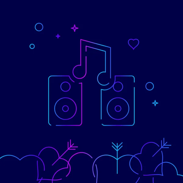Icône de ligne vectorielle de DJ de mariage, symbole, pictogramme, signe sur un fond bleu foncé. Frontière inférieure connexe — Image vectorielle