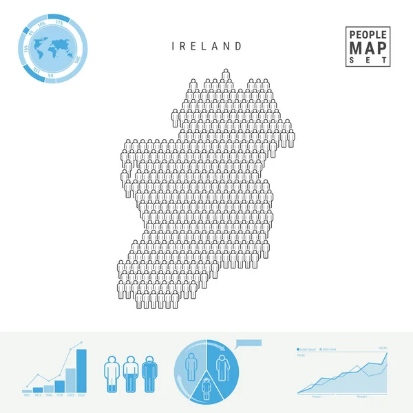 Mappa Delle Icone Del Popolo Irlandese Popoli Folla Nella Figura — Vettoriale Stock