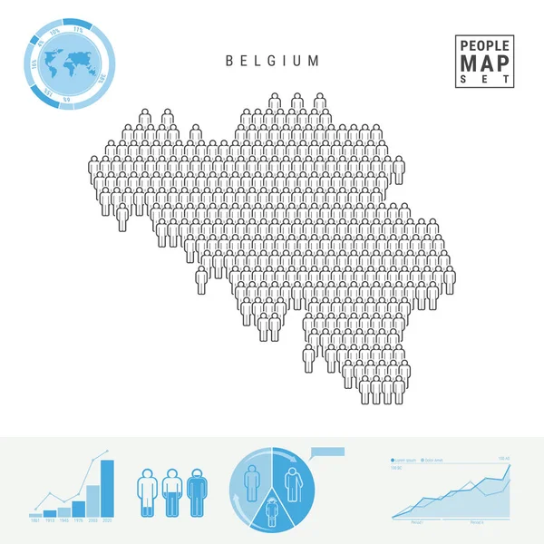 Belgio People Icon Map Folla Persone Nella Forma Una Mappa — Vettoriale Stock