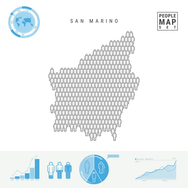 Mappa Delle Icone Delle Persone San Marino Persone Folla Nella — Vettoriale Stock