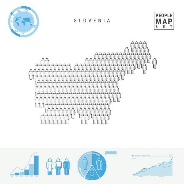 Eslovenia People Icon Map Gente Agolpa Forma Mapa Eslovenia Silueta — Archivo Imágenes Vectoriales