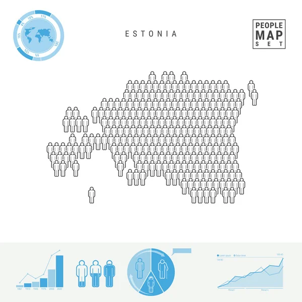 Mappa Delle Icone Estonia People Persone Folla Nella Forma Una — Vettoriale Stock