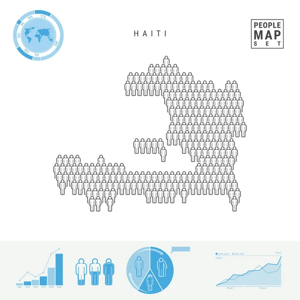 Mappa Delle Icone Della Gente Haiti Popolazione Folla Nella Forma — Vettoriale Stock