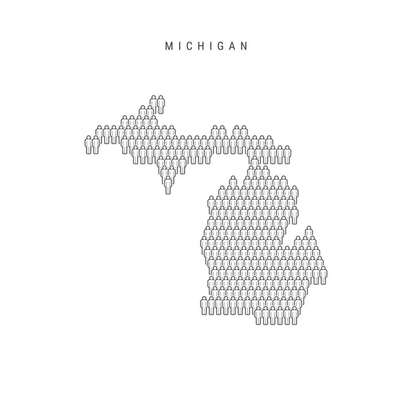 Vector People Map Michigan State Inglés Silueta Estilizada Gente Aglomerada — Vector de stock