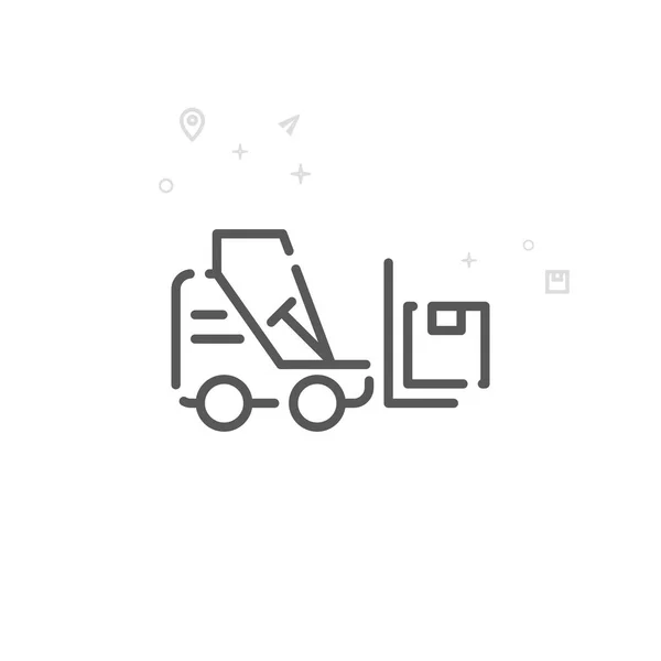 Forklift Vector Line Icon, Symbol, Pictogram, Sign. Latar Belakang Geometrik Abstrak Ringan. Sapuan Dapat diedit - Stok Vektor