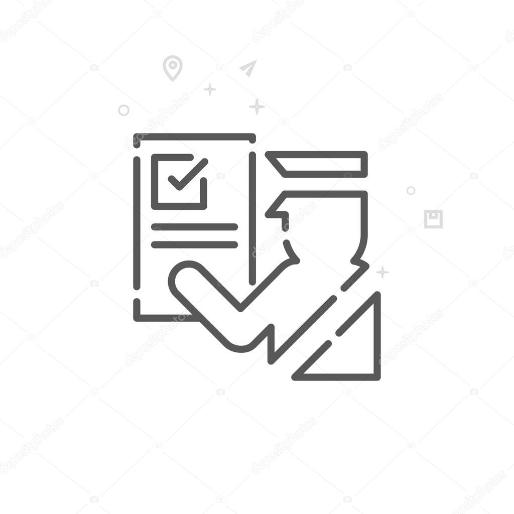 Customs Clearance Vector Line Icon, Symbol, Pictogram, Sign. Light Abstract Geometric Background. Editable Stroke