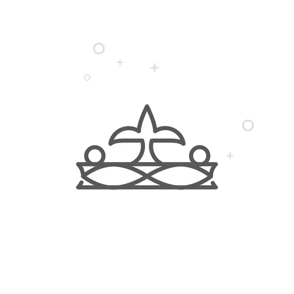 Diamond Tiara Vector Line Icon Royal Diadem Symbol Pictogram Sign — Stock Vector