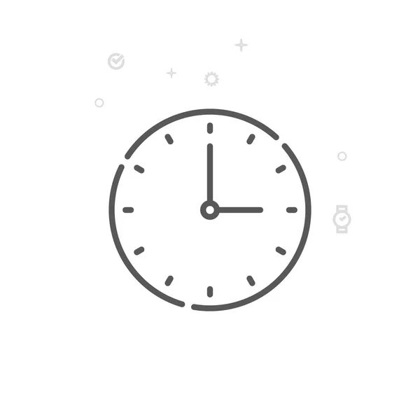 Ícone Linha Vetor Relógio Parede Clássico Redondo Símbolo Cara Relógio — Vetor de Stock