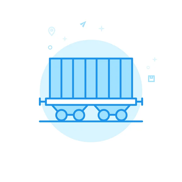 Wagony Kolejowe Pojemnik Płaski Wektor Ikona Również Samochód Rail Freight — Wektor stockowy