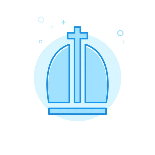 基督教皇冠平面矢量图标 皇家符号 象形文字 浅色扁平的风格 蓝色单色设计 可编辑的笔划 调整线宽 完美的像素设计 — 图库矢量图片