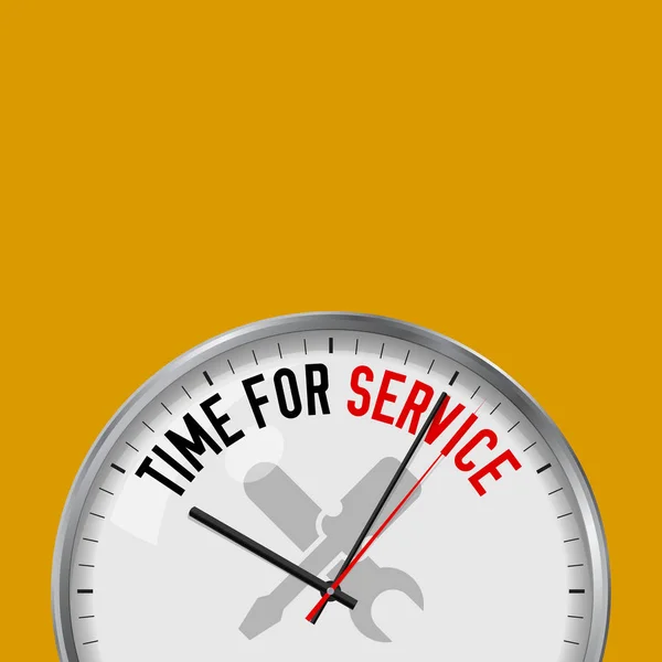 Hora Del Servicio Reloj Vectorial Blanco Con Lema Motivacional Reloj — Vector de stock