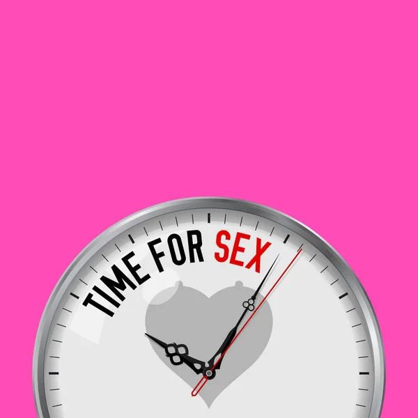 Hora Del Sexo Reloj Vectorial Blanco Con Lema Motivacional Reloj — Vector de stock
