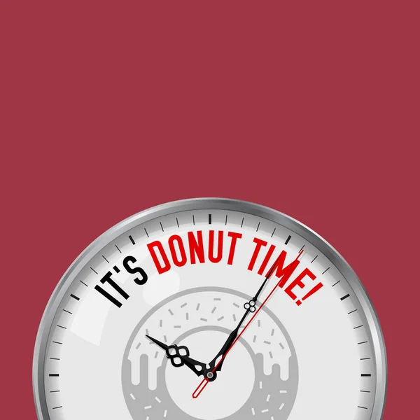 Está Hora Donut Relógio Vector Branco Com Slogan Motivacional Relógio —  Vetores de Stock