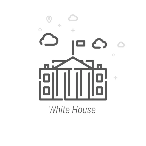 Casa Bianca, Washington DC Vector Line Icon, Simbolo, Pittogramma, Segno. Sfondo geometrico astratto. Colpo modificabile — Vettoriale Stock