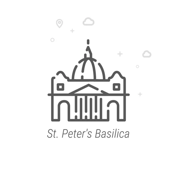 Basilique Saint-Pierre, Rome Icône de ligne vectorielle, symbole, pictogramme, signe. Résumé Contexte géométrique. AVC modifiable — Image vectorielle