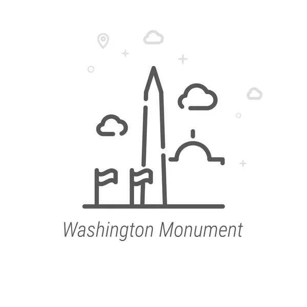 Washington Monument, USA Vector Line Icon, Symbol, Pictogram, Sign. Light Abstract Geometric Background. Editable Stroke — Stock Vector