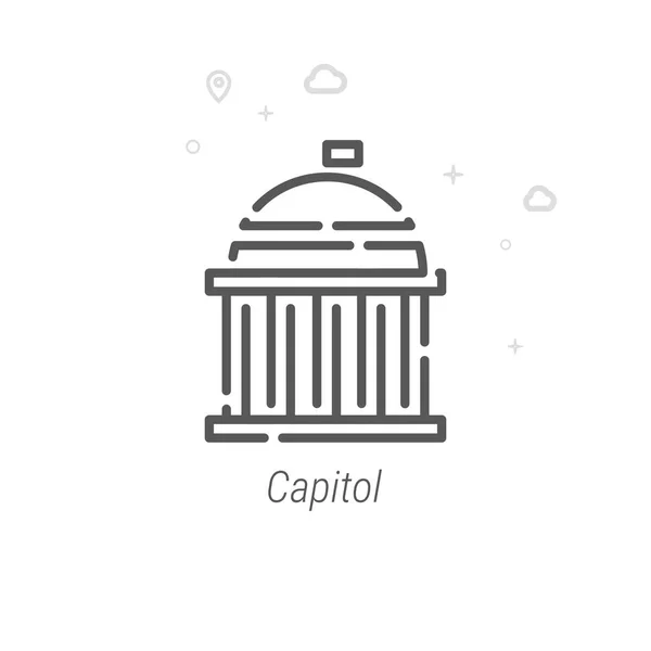 United States Capitol Vector lijn pictogram, Pictogram, symbool, teken. Lichte abstracte geometrische achtergrond. Bewerkbare beroerte — Stockvector