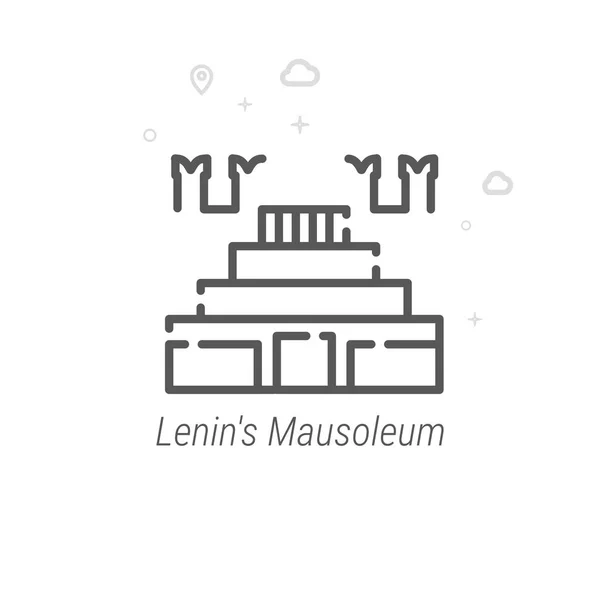 Mausolée de Lénine, Icône de ligne vectorielle de Moscou, symbole, pictogramme, signe. Résumé Contexte géométrique. AVC modifiable — Image vectorielle