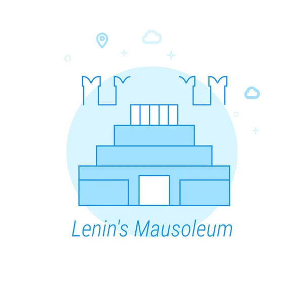 Mausolée de Lénine, Moscou Illustration vectorielle plate, Icône. Design monochrome bleu clair. AVC modifiable — Image vectorielle