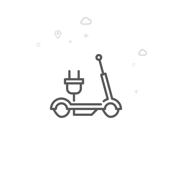 Icono de la línea vectorial de la vespa eléctrica, símbolo, pictograma, signo. Fondo geométrico abstracto de la luz. Carrera Editable — Vector de stock