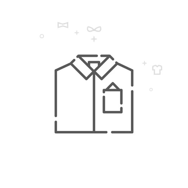 Mannen shirt vector lijn icoon, symbool, pictogram, teken. Licht abstract geometrische achtergrond. Bewerkbare lijn — Stockvector