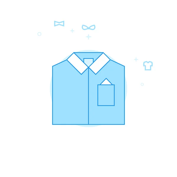 Camisa Masculina Plana Vector Ilustração, Ícone. Projeto monocromático azul claro. Curso Editável —  Vetores de Stock