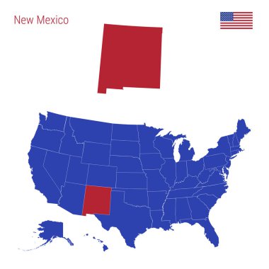 The State of New Mexico is Highlighted in Red. Vector Map of the United States Divided into Separate States. clipart