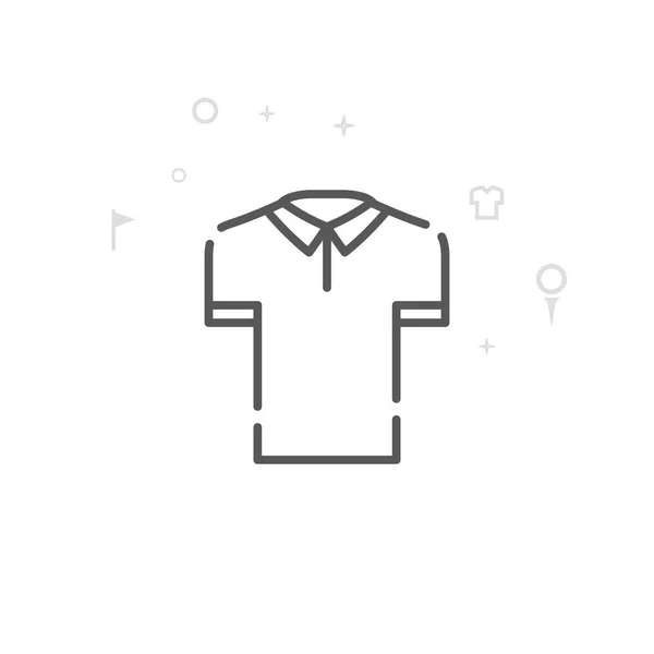 Golf skjorta vektor linje ikon, symbol, piktogram, skylt. Ljus abstrakt geometrisk bakgrund. Redigerbar stroke — Stock vektor