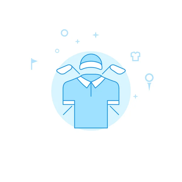 Golf Club shirt Emblem lapos vektoros illusztráció, Icon. Világoskék monokróm design. Szerkeszthető ecsetvonás — Stock Vector