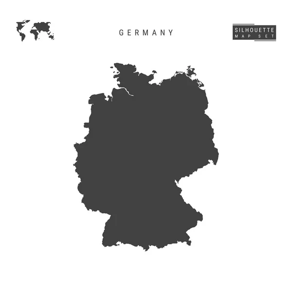 Alemania Mapa vectorial aislado sobre fondo blanco. Mapa de silueta negra de alto detalle de Alemania — Vector de stock