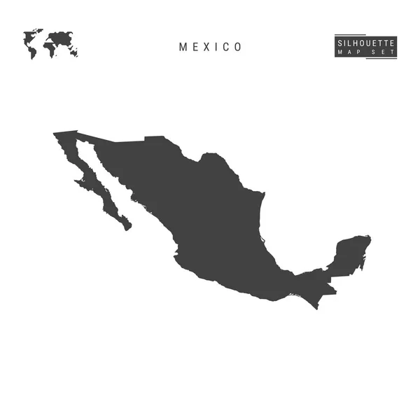 メキシコベクトルマップは、白い背景に分離されています。メキシコの詳細な黒シルエットマップ — ストックベクタ