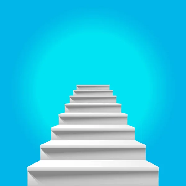 Лестница в рай. Белая лестница, ведущая к небесному голубому небу — стоковый вектор