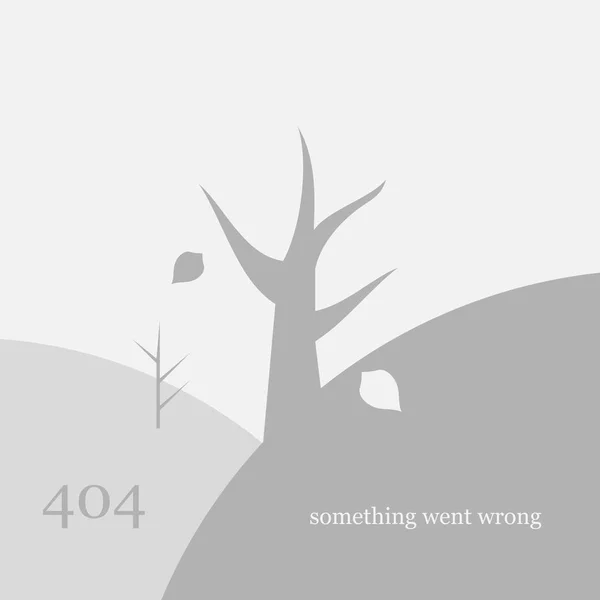 404 Página no encontrada Plantilla de diseño. Árbol muerto y hojas caídas. 404 Concepto de página de error. Ilustración vectorial — Vector de stock