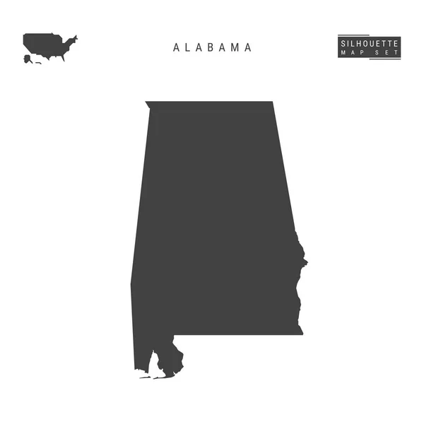 Mapa do Vetor Estadual do Alabama dos EUA isolado em fundo branco. Mapa da silhueta preta de alto detalhamento do Alabama —  Vetores de Stock